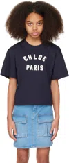 Chloé Kids Navy Logo T-shirt In 859 Navy