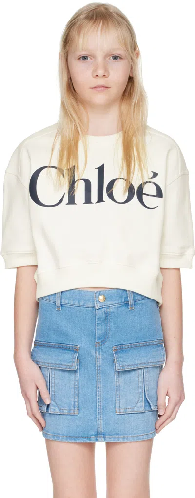 Chloé Kids Off-white Logo Sweatshirt In 859 117 - Offwhite