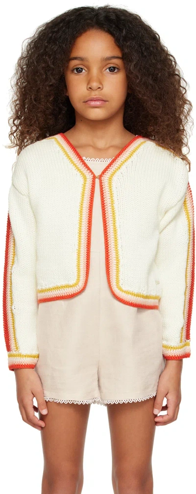 Chloé Kids Off-white Striped Cardigan In 117 Offwhite