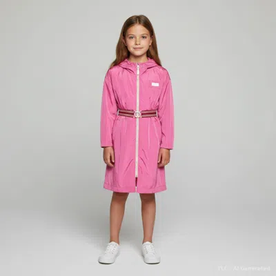 Pre-owned Chloé Kids Pink Nylon Zip Up Long Raincoat 12 Yrs