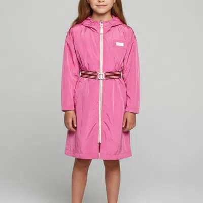 Pre-owned Chloé Kids Pink Nylon Zip Up Long Raincoat 8 Yrs