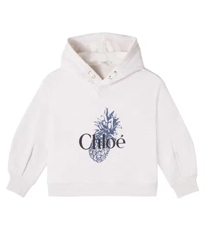 Chloé Kids' Printed Cotton Jersey Hoodie In White