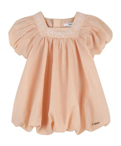 Chloé Kids Ruffled Dress And Hat Set In Neutral