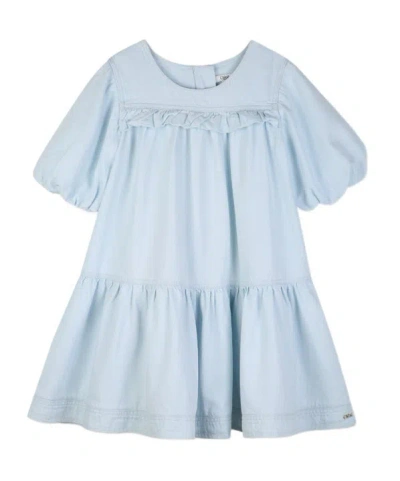 Chloé Kids Ruffled Flared Dress In Blue