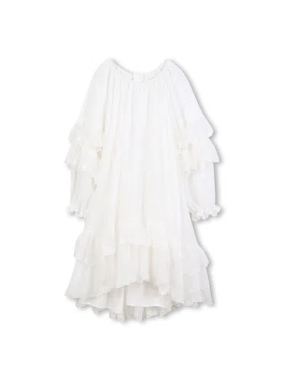 Chloé Kids Ruffled Layered Dress In White