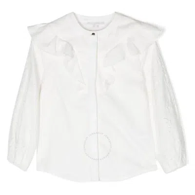 CHLOÉ CHLOE KIDS RUFFLED WOVEN COTTON BLOUSE