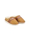 Chloé Beige Slip-on Mule With Logo Lettering In Suede Girl In Brown