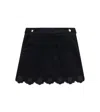 Chloé Scalloped Cotton Velvet Skirt In Black