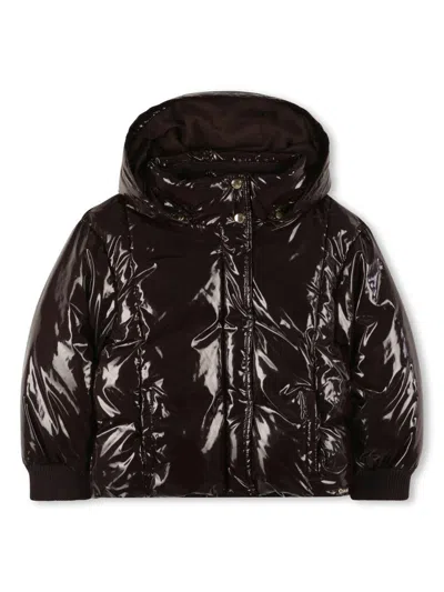Chloé Kids Shiny Puffer Jacket In Black