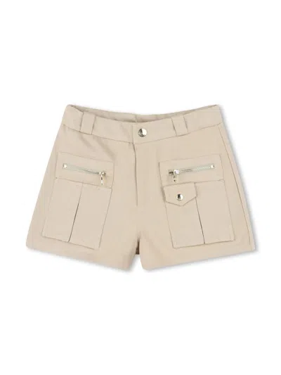 Chloé Kids' Organic Cotton Shorts In Beige