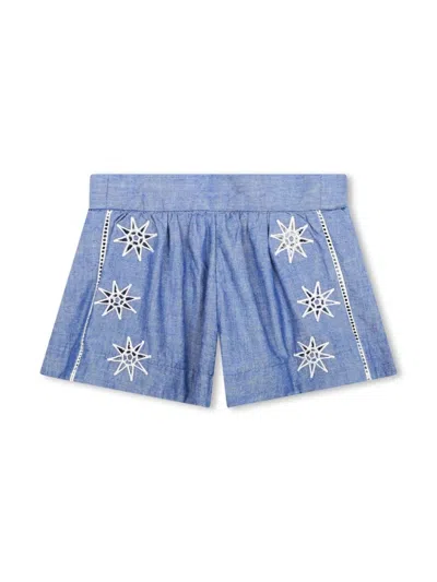 Chloé Back Tight Waist Shorts In Azure