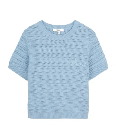 Chloé Kids Short-sleeved Crewneck T-shirt In Blue