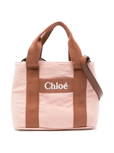 Chloé Kids' Logo-embroidered Shoulder Bag In Pink