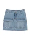 Chloé Logo-patch Denim Skirt In Blue