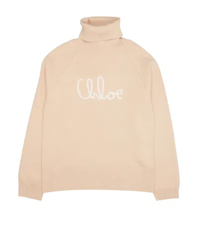 Chloé Chloè Kids Sweaters Beige In Sand