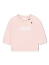Chloé Pink Sweatshirt For Baby Girl With Logo