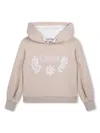Chloé Embroidered-logo Cotton Hoodie In Beige