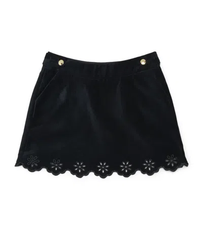 Chloé Kids Velvet Embroidered Skirt In Blue