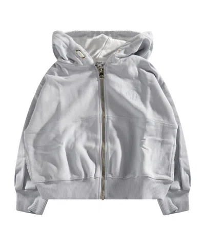 Chloé Kids Zip-up Drawstring Hoodie In Gray
