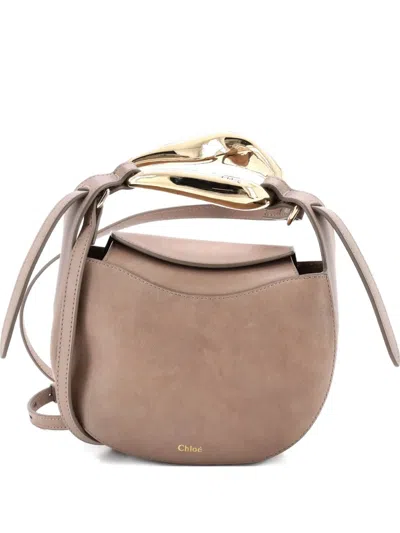 Pre-owned Chloé Kiss Purse Bag Leather Small Crossbody Bag In Brown