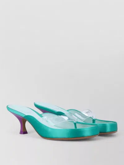 Chloé Kitten Heel Transparent Thong Mule Sandal In Green