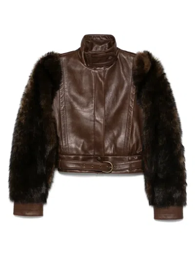 Chloé Klassische Lederjacke In Brown