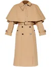 Chloé Classic Cotton Gabardine Trench Coat With Cape In Neutrals