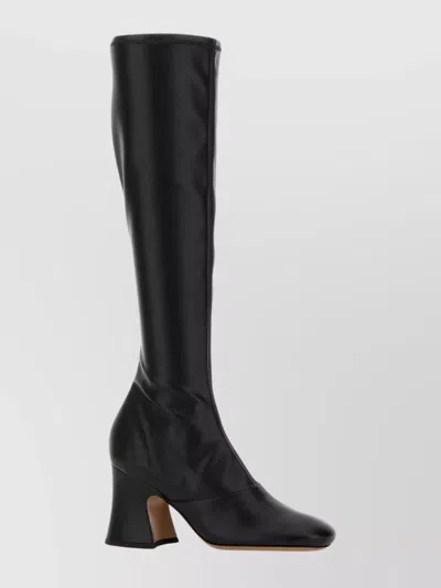 Chloé Knee-high Synthetic Leather Janis Block Heel Boots In Black