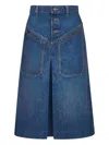 Chloé A-line Silhouette Midi Length Skirt In Blue