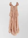 Chloé Knee Length Dress Cap Sleeves Neckline In Brown