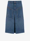 Chloé Denim Knee-length Skirt With Front Box Pleat In Blue