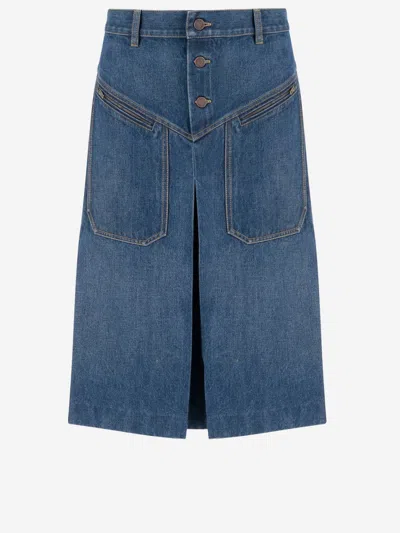 Chloé Knee-length Skirt In Cotton Denim
