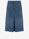 Chloé Denim Knee-length Skirt With Front Box Pleat In Blue