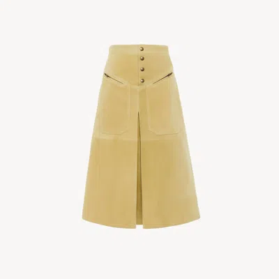 Chloé Knee-length Skirt In Suede In Yellow