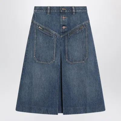 Chloé Knee-length Skirt In Washed Blue Denim Women