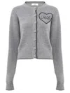 Chloé Fitted Cardigan With Logo In Wool And Cashmere Knit In Gray