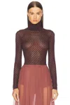 Chloé Viscose Lace Knit Turtleneck Top In Burgundy