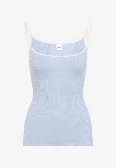 Chloé Knit Tank Top In Blue