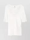Chloé Floral Guipure Lace V-neck Fitted Top In White