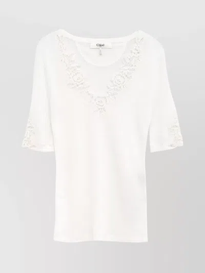 CHLOÉ KNIT TOP LACE GUIPURE