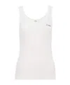 Chloé Embroidered Ribbed Cotton Tank In White