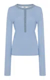 Chloé Round-collar And Long-sleeved Sweater In Blue