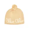 Chloé Knitted Beanie Hat With Jacquard Logo Kids In Neutral
