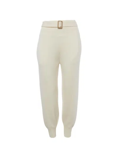 Pre-owned Chloé Knitted Belted Track Pants In White