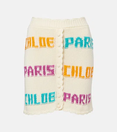 Chloé Knitted Cotton Miniskirt In White
