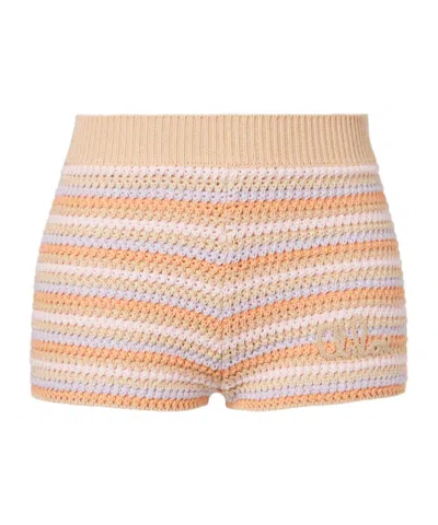 Chloé Knitted Cotton Shorts In Multi