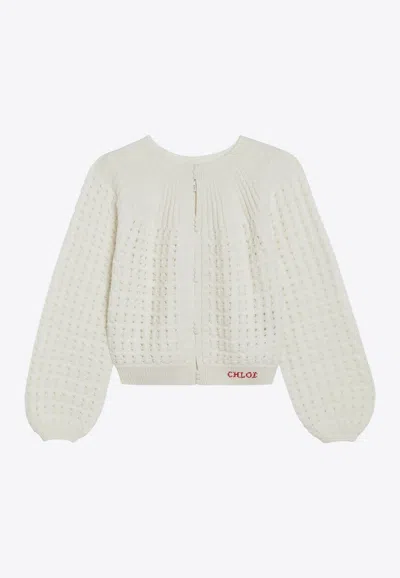 Chloé Knitted Cropped Cardigan In Neutral