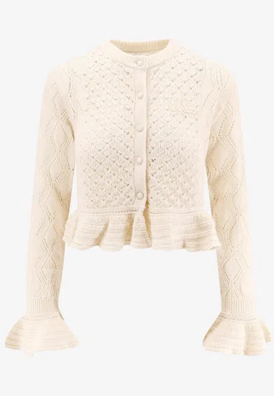 Chloé Knitted Cropped Cardigan In White