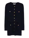 Chloé Cardigan Ajusté Utilitaire En Maille De Laine Femme Bleu Taille S 81% Laine, 19% Viscose In Dark Blue