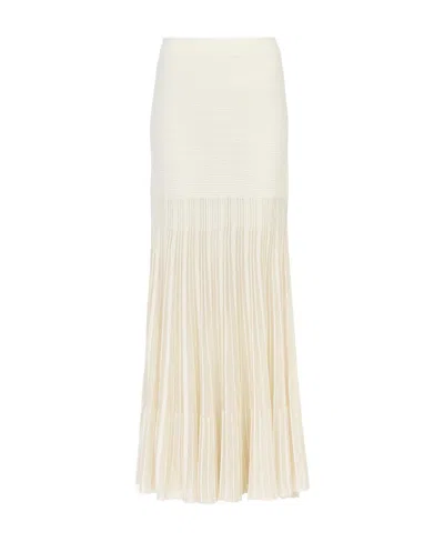Chloé Knitted Flared Maxi Skirt In Neutral